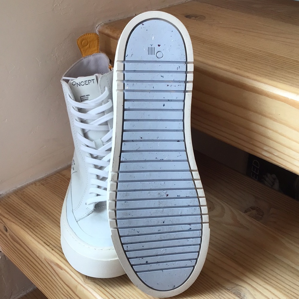 White Soft Leather Oncept NYC High Top Sneakers 7.5 New! - Picture 6 of 9